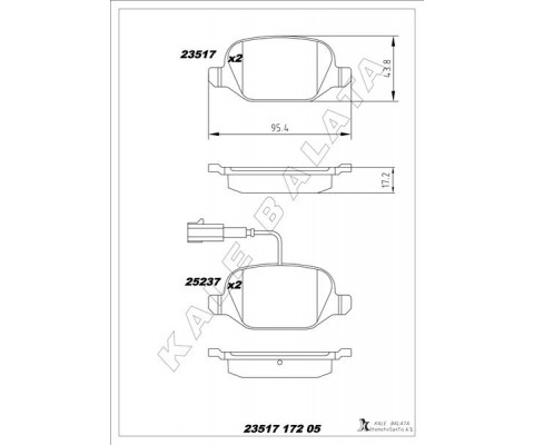 ARKA FREN BALATASI ALFA ROMEO MITO 09 FIAT LINEA 09 1.3JTD 1.4TJET 1.6JTD