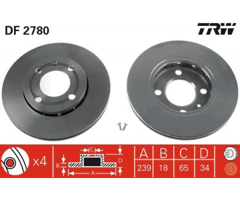 ÖN FREN AYNASI POLO 95-01 LUPO 98-05 AROSA 1.0ie.3ie-1.4ie-1.6ie-1.7SDI-1.9SDI AEE 239x18x4DLxHAVALI