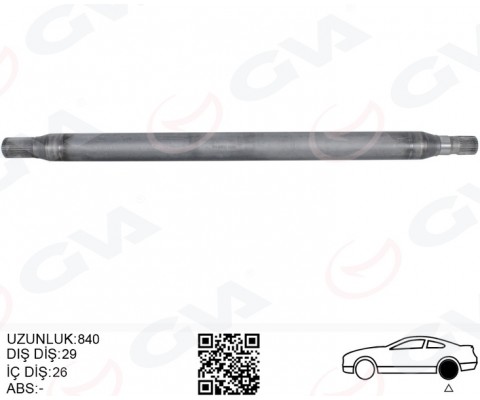 AKS MILI ARKA SOL INCE KISA 840mm MERCEDES SPRINTER B906 . VW CRAFTER 30-35-50 Z:26-29