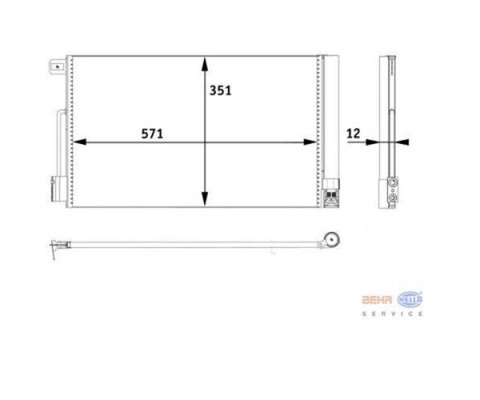 KLİMA KONDENSERİ COMBO D-CORSA D-E ADAM-BIPPER-TEPEE-NEMO 1.2-1.4 HDI 08 FIORINO 1.4-1.3D MJ 07 571x351X12