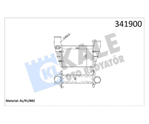 TURBO RADYATÖRÜ INTERCOOLER PASSAT-A4-A6 1.8T 1.9TDI 0005 240.8X166.2X67 AL-PL-BRZ