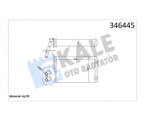 KALORİFER RADYATÖRÜ VW TRANSPORTER T4 1.9D-TD-2.0D-2.4D-2.5D-TD ÖN 234x157x42 AC