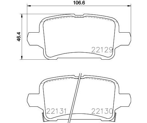 ARKA FREN BALATASI OPEL ASTRA K 1.0-1.4-1.4T-1.6T-1.6 CDTI 16 22 106.5x46.3x16.6