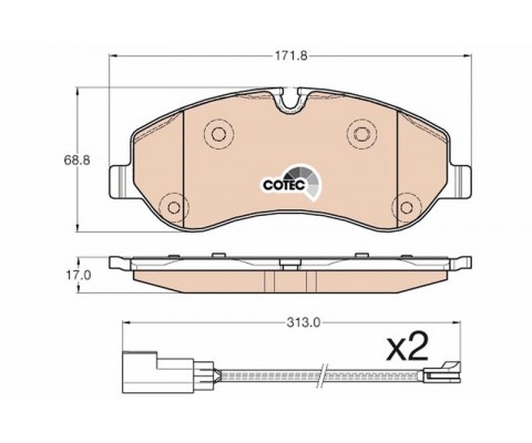 ÖN BALATA FORD TRANSIT V363 14 -TRANSIT CUSTOM 2.2 TDCI 12 2 ADET KABLOLU