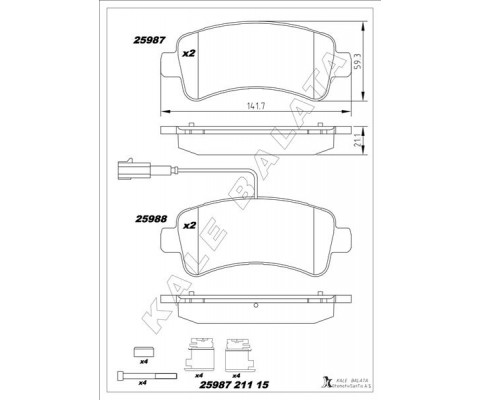 DİSK FREN BALATASI ARKA JUMPER 2.0D/2.2D3.0D 04/06 DUCATO 40 2.3D-BOXER 2.0D/2.2D/3.0D