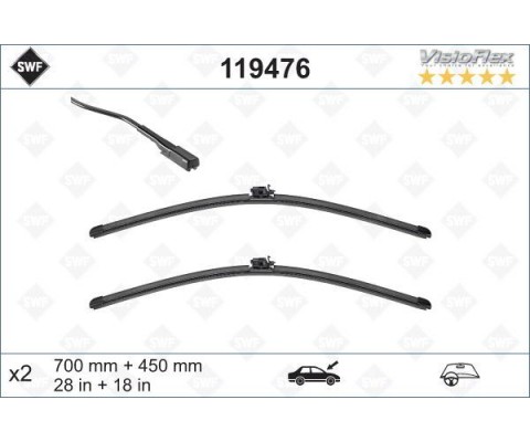 SILECEK SUPURGESI TAKIMI 700mm / 450mm MERCEDES VITO W447 14 SWF
