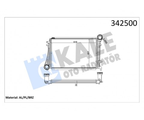 x TURBO RADYATÖRÜ INTERCOOLER A3-CADDY III-GOLF-JETTA-OCTAVIA-SUPERB-TOLEDO 615X406.6X32 AL-PL-