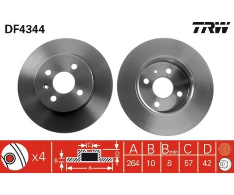 ARKA FREN AYNASI ASTRA H L67 04 14 COMBO C 01 11 MERIVA A 03 10 264x10x4DL DOLU