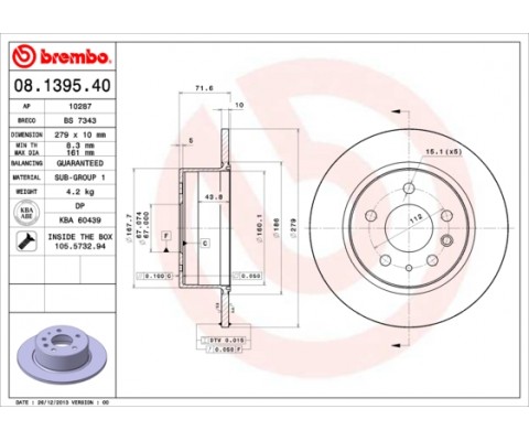 FREN DISKI ARKA MERCEDES W115 C123 S123 W116 W126 W123