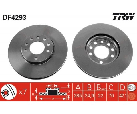 ÖN FREN AYNASI VECTRA C 02 SIGNUM 03 SAAB 9.3 02 CROMA 05 285x25x5DLxHAVALI 46844071-51819733