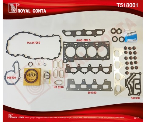 MOTOR TAKIM CONTA SKC Lİ LGN II 2.0 16V F4R SKT KEÇELİ VE SUBAP LASTİKLİ