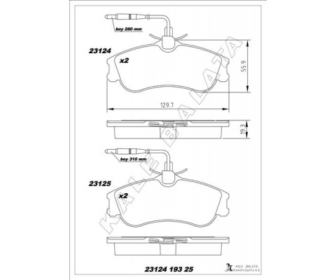 ÖN BALATA PARTNER-BERLINGO 07/96 XSARA 04/97 P306 05/93-05/01 FİŞLİ