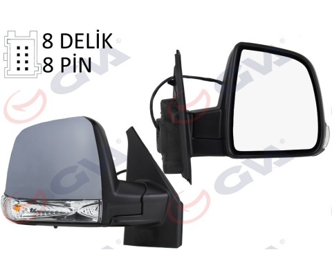 DIŞ DİKİZ AYNASI SAĞ DOBLO 11 ELEKTRİKLİ SİNYALLİ ASTARLI TEK CAM SENSÖRLÜ KONVEKS 8 FİŞ VM-668EHPSR