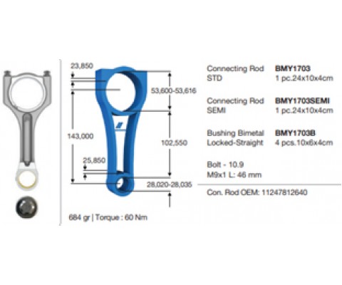 PISTON KOLU BMW N47 C20 B47 C20 E60 F10 F20 F30 E90 E84 E83 F25 E92 E93 F32 F34 F36 MINI R55 R56 R57 R58 R59 R60 R61