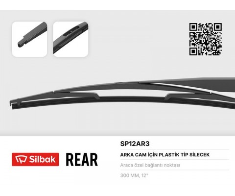SİLECEK SÜPÜRGESİ ARKA PLASTIK TIP 300mm C1-NITRO-P107-TWINGO-AYGO-YARIS P1