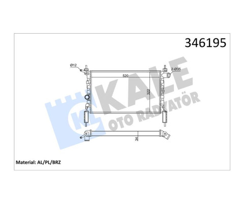 RADYATÖR BRAZİNG ASTRA F 1.4I-1.6I KLİMASIZ MEK 525x298x22 AL/PL/BRZ