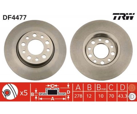 ARKA FREN AYNASI ALFA ROMEO 159 05 GIULIETTA 10 SPIDER 06 FIAT 500 X 14 JEEP RENEGADE 14 COMPASS 16 278x12x43