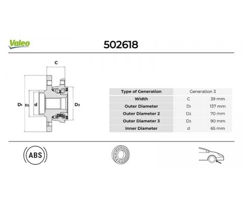 ÖN TEKER PORYASI RULMANLI VECTRA C 1.6 16V-1.9 CDTI-2.0 DTI-3.0 CDTI-SIGNUM 1.9 CDTI ABS Lİ 5 BİJON