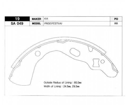 ARKA KAMPANA PABUÇ BALATA KIA PRIDE 1.3L B3 94-98