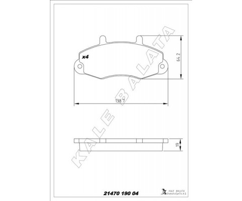 ÖN BALATA FORD TRANSİT T12 2.0 2.5 DI 2.5TD 2.5 TDİ 88-03.00 ÇAP 138.8- 64 -18.8 KALE 21470A0000KD11