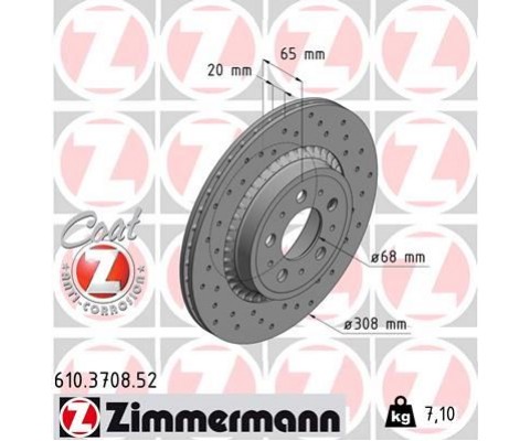 ARKA FREN AYNASI VOLVO XC90 2.5T-3.2AWD-D3-D5-T6 2002 2012 17 JANT 308x20x5DLxHAVALI DELİKLİ -986479320-DF4338