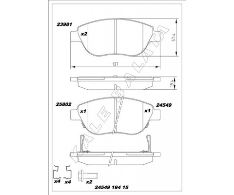 ÖN BALATA CORSA D BÜYÜK TİP 1.3 CDTI 07/06 FIAT 500 0.9 12 1.4 1.3D 12 1.6D12 AKSESUARLI