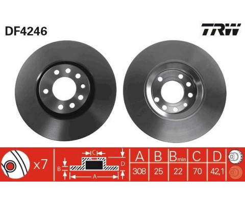 ÖN FREN AYNASI ASTRA H-ZAFIRA B-MERIVA A-B-CORSA D-E-ADAM-ASTRA G-VECTRA B 308x25x5DLxHAVALI 16 İNÇ
