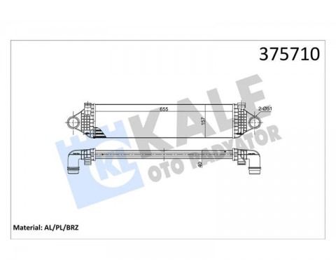 TURBO RADYATÖRÜ INTERCOOLER VOLVO S60 II 1.5 T3-2.0 D3 10 V40 D2-D3 12 V60 D3-T3 10 V70 D2-D3 15 X40 BRAZING 655X157