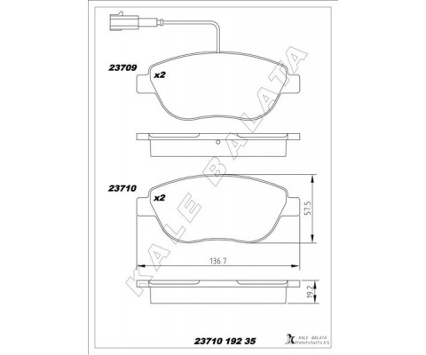 ÖN FREN BALATASI OPEL COMBO D 12 PUNTO EVO 1.3-1.4-1.6D MTJ 09 500-500C 1.3DMJ 10 GRANDE PUNTO 1.6DMTJ 09 ÇİFT FİŞLİ