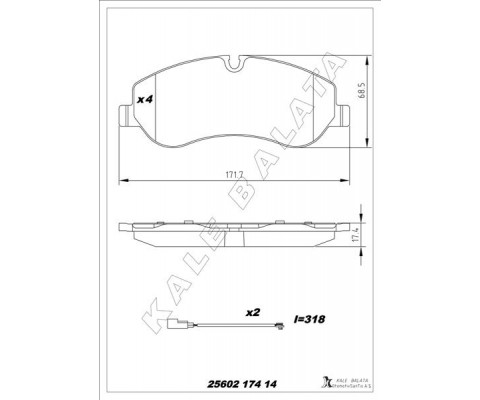 ÖN BALATA FORD TRANSIT V363 14 -TRANSIT CUSTOM 2.2 TDCI 12 KABLOLU