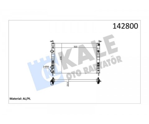 RADYATÖR PALIO 1.2-ALBEA 1.6 AC KLİMASIZ MEK 530x379x22 2 SIRA AL PL SİSTEM