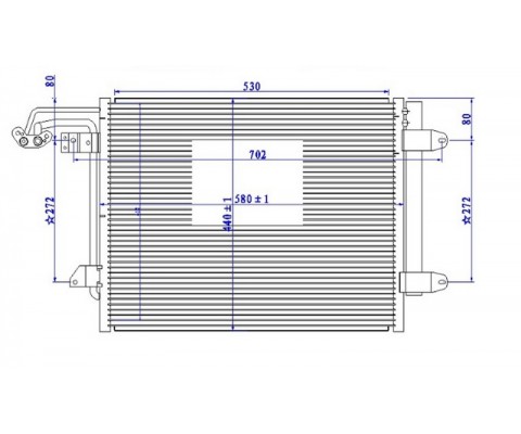 KLİMA KONDENSERİ CADDY III-TOURAN 03-09 1.4-1.6-1.9-2.0TDI 580x451x16