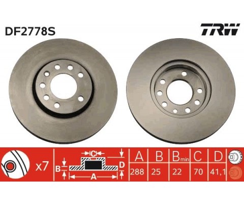 ÖN FREN AYNASI VECTRA B 96 02 SAAB 9-2/9-3 93 03 288x25x7DLxHAVALI 32025723-569357-93182306