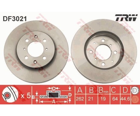 ÖN ÖN FREN AYNASI CIVIC IV V VI 1.4 1.5-1.6VTEC 1.7 90/05 ROVER 200 400 25 45 262x21x4DLxHAVALI