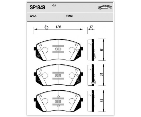 ÖN FREN BALATA HYUNDAI TUCSON 1.6L D4FE CRDİ dizel 136hp 15- 1.6L G4FJ 15- / KIA SPORTAGE 1.6L D4FE CRDİ dizel 136hp 15- / 1.6L G4FJ 15- ÜSTTEN DELİKLİ TİP