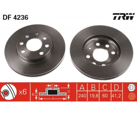 ÖN FREN AYNASI CORSA C 1.0-1.2 16V 01 11 ABS Lİ 240x20x4DLxHAVALI