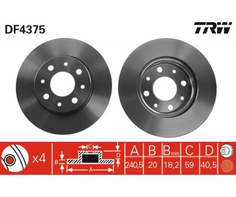 ON FREN DISKI FIAT 500 08 500C 09 PANDA 12 FORD KA 1.3 TDCİ 09 0.9-1.2-1.4-1.3DMTJ 240.5