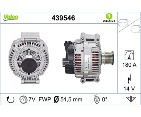 ALTERNATOR 14V 180A MERCEDES W203 W204 W211 W212 W164 W463 W639 B906