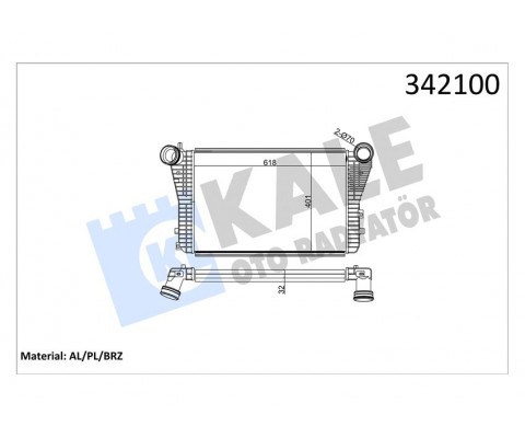 TURBO RADYATÖRÜ INTERCOOLER CADDY-GOLF V-JETTA-A3-LEON-OCTAVIA 1.8-1.9-2.0TDI-TFSI 615X406.6X32