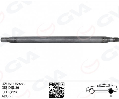 AKS MILI ARKA SAG INCE UZUN 893mm MERCEDES SPRINTER B906 . VW CRAFTER 30-35-50 Z:26-29