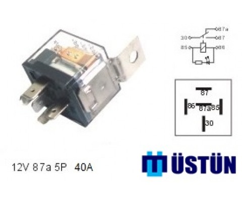 MİNİ ROLE ŞEFFAF 12V 5P 40A 87a