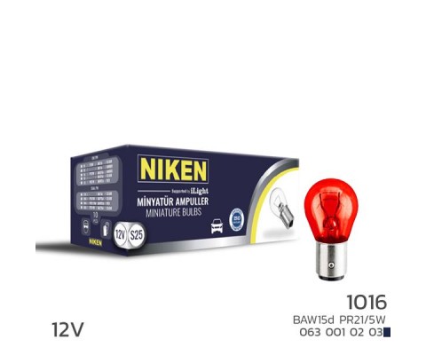 NIKEN 1016 AMPUL ŞAŞI TERS YK TIR.BAW15 KIRMIZI 10LU