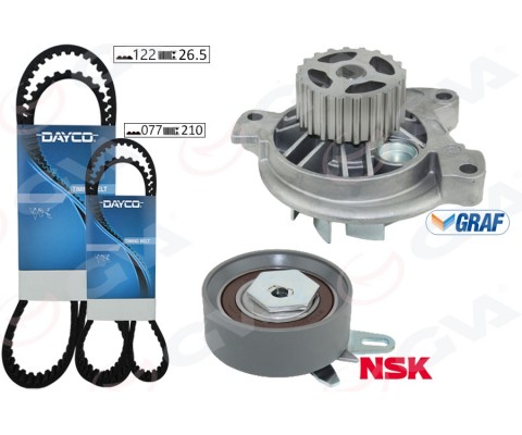 DEVİRDAİMLİ TRİGER SETİ 122x26.5 TRANSPORTER T4 2.4D 90-03 AJA K065323XS 2 KAYIŞ 1 GERGİ