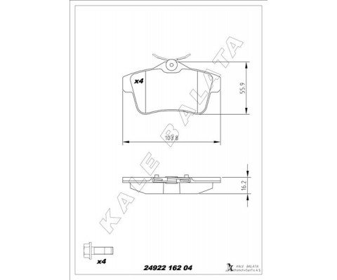 ARKA FREN BALATASI PEUGEOT P3008 09 16 P5008 09 17 P508 10 18 P308 GTI-RZC 10 14 CITROEN C4 09 16 DS4-DS5 11 15