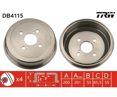 ARKA FREN KAMPANASI COROLLA/SW 92-97 EE101-111/AE101-111/AE102/CE110 200x201x55x66 4-2D