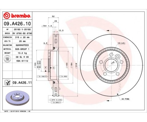 ON FREN DISK AYNASI HAVALI S60 II - 10 15 S80 II 08 14 V60 I 10 15 V70 III 10 15 XC70 II 07 14 V60 06 14 FORD S-MAX 10 15 GALAXY 10 15 2.0 ECOBOOST - 2.2 TDCI / FREELANDER 2 3.2