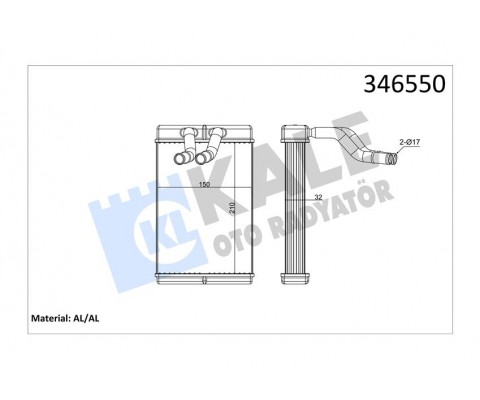 KALORİFER RADYATÖRÜ HYUNDAI H-1. STAREX 2.5L D4CB D4BH 01- - ALEMİNYUM