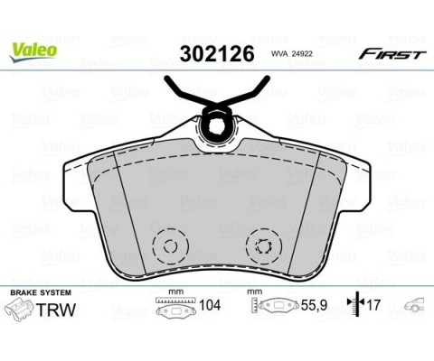 ARKA BALATA P308 1.6GTI 010 P3008 1.6VTI-1.6THP-1.6HDI-2.0HDI 09 P5008 1.6 16V-1.6HDI-2.0HDI 09 FTE KIRMIZI KUTU