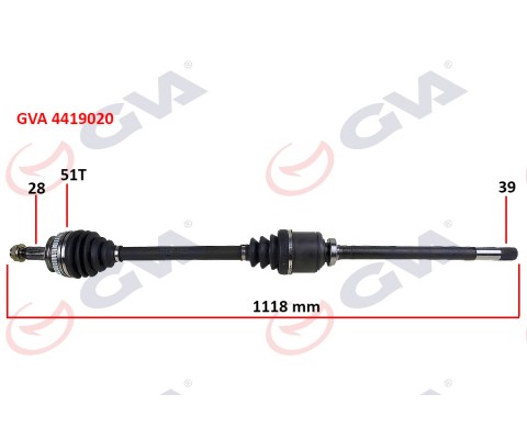 AKS KOMPLE ÖN SAĞ RENAULT MASTER II 98 06 OPEL MOVANO A 98 01 1.9dCi 2.2dCi 2.5dCi 2.8dCi 51DİŞ 1118mm