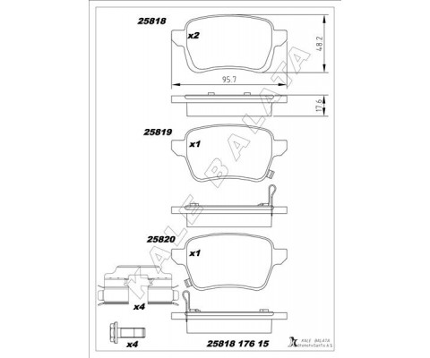 ARKA FREN BALATASI OPEL CORSA E 14 19 ADAM 14 19 15 JANT RPO J67 FIAT EGEA 16 500L 13 264mm